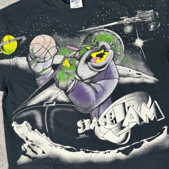 Vintage 1996 Space Jam Looney Tunes AOP Size XL Single Stitch Reprint T-Shirt - Picture 5 of 9
